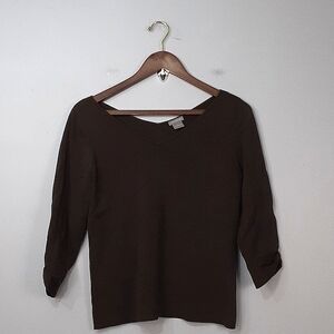 Ann Taylor Black Shrugged 3/4 Sleeve Top